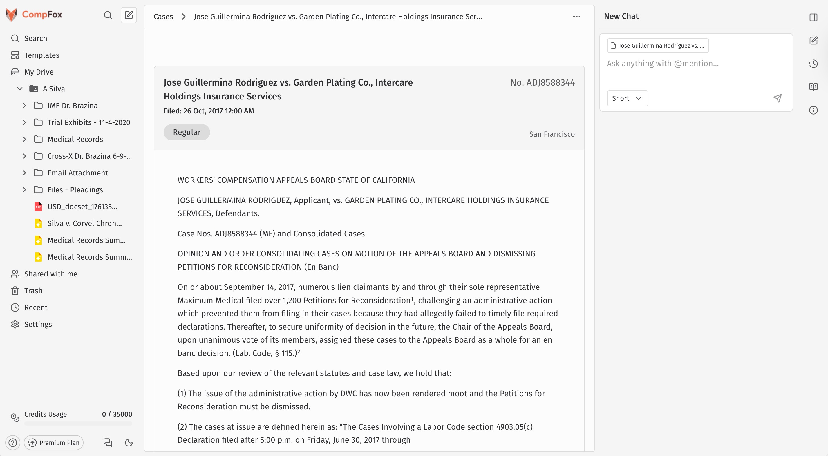 screenshot of the CompFox search interface