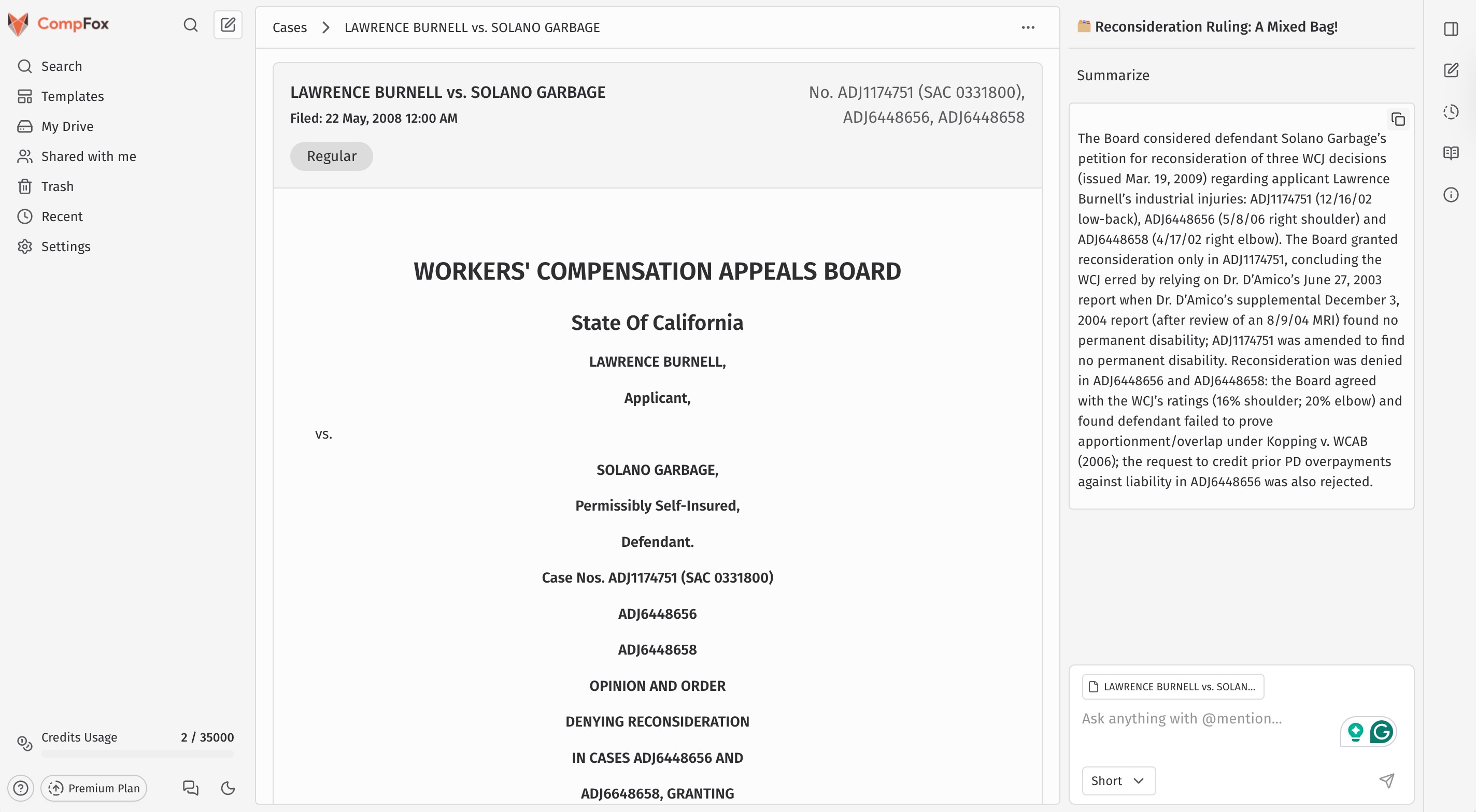 screenshot of the CompFox search interface
